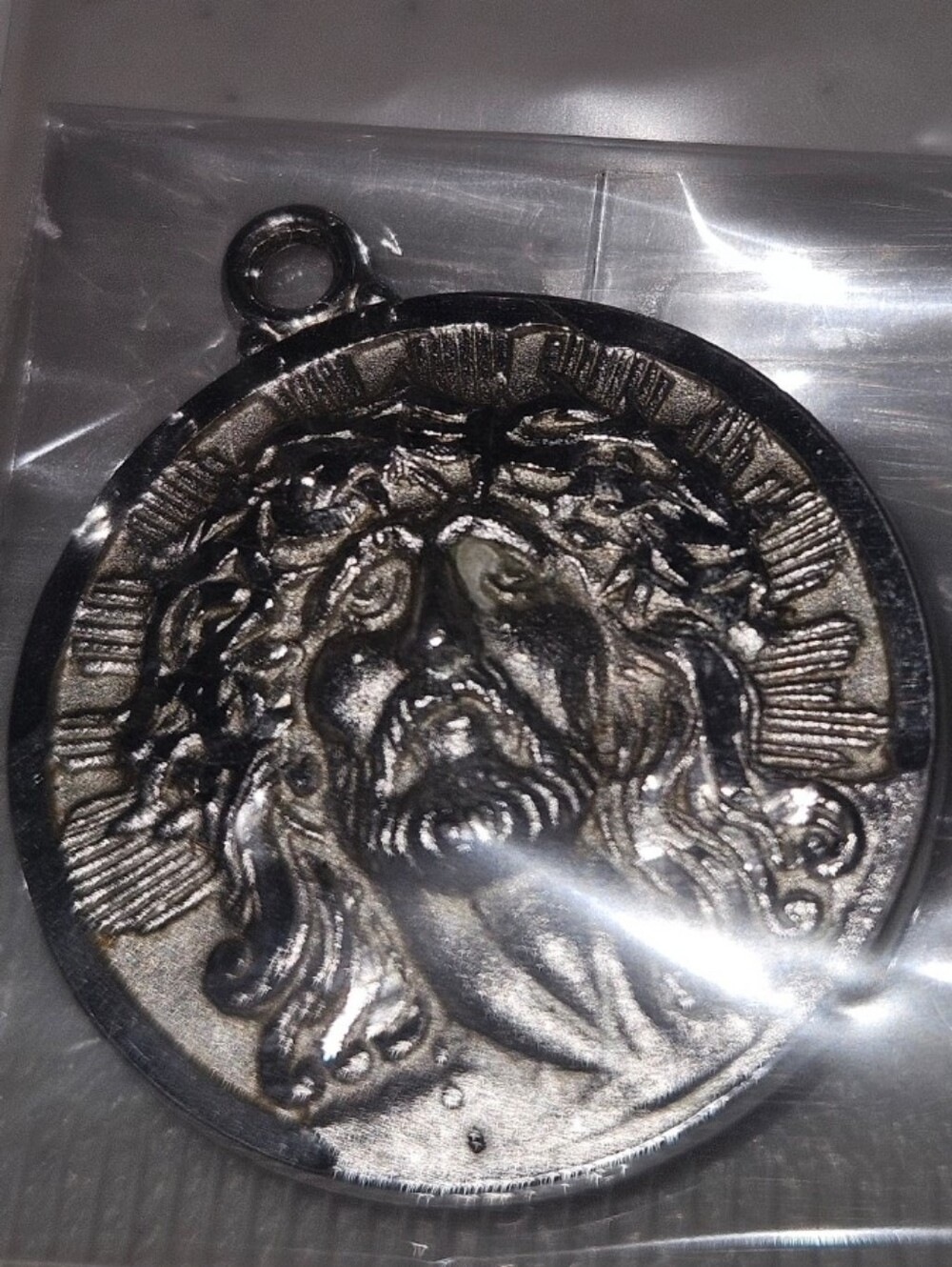 Sterling Silver Pendant Jesus Christ W Crown Of Thorn. Pendant Only No Chain